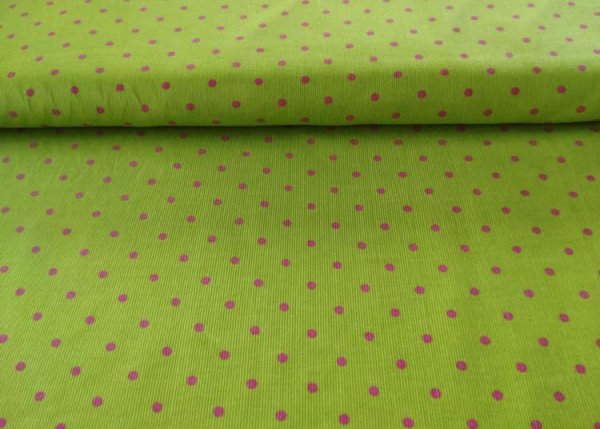 Feincord Babycord mit Punkten in pink